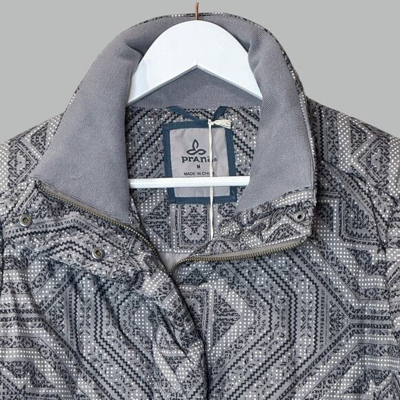 Prana Lily Puffer Jacket Gull Flurry Gray Geometric Women's Medium NWT Outdoors - Picture 4 of 15
